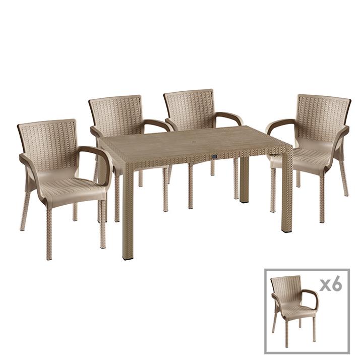 Garden dining set Explore-Festive pakoworld set 7pieces PP cappuccino150x90x73.5cm