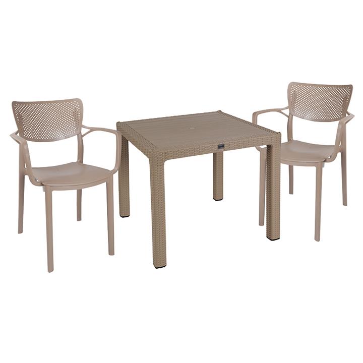 Garden dining set Explore-Fontline pakoworld set 3pieces PP cappuccino 90x90x73,5cm