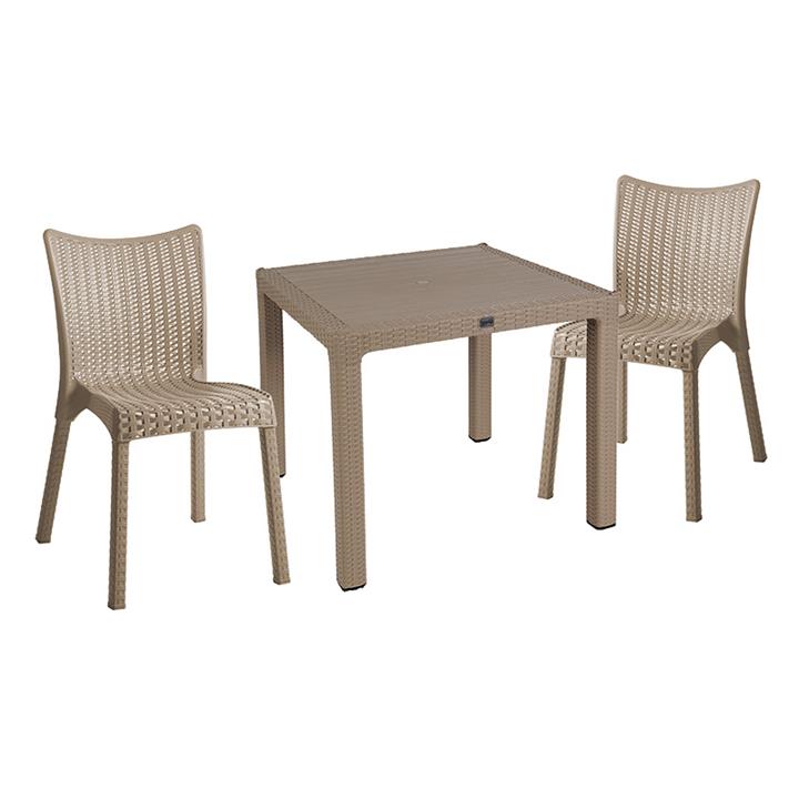 Garden dining set Explore-Confident pakoworld set 3pieces PP cappuccino 90x90x73,5cm