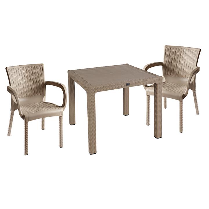 Garden dining set Explore-Festive pakoworld set 3pieces PP cappuccino 90x90x73,5cm