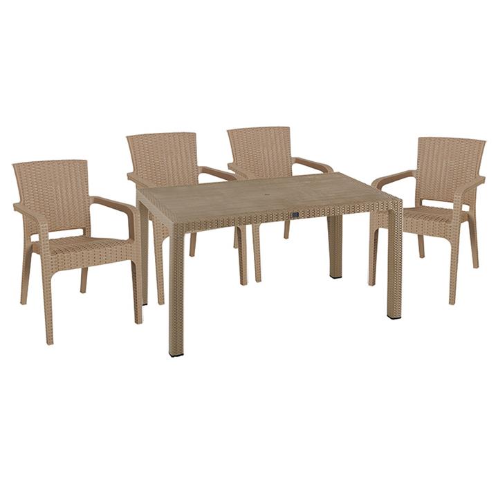 Garden dining set Explore-Halcyon pakoworld set 5pieces PP cappuccino150x90x73.5cm