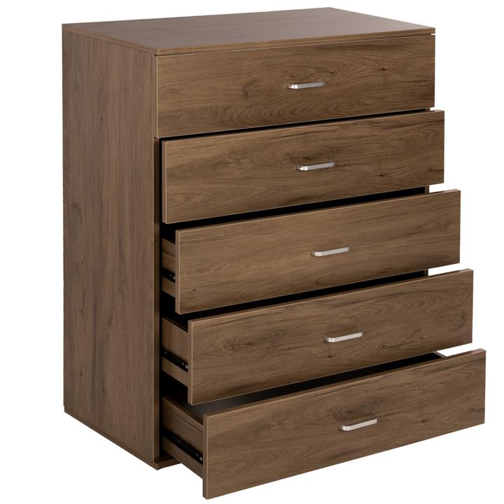 CHEST OF DRAWERS HM8995.05 5-DRAWER -MELAMINE IN WALNUT 80Χ40Χ100Hcm.