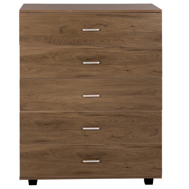 CHEST OF DRAWERS HM8995.05 5-DRAWER -MELAMINE IN WALNUT 80Χ40Χ100Hcm.