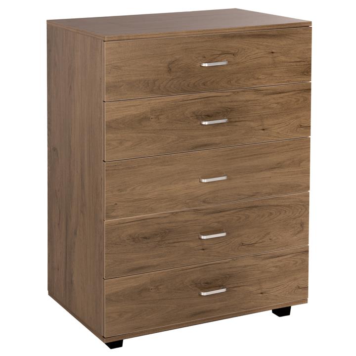 CHEST OF DRAWERS HM8995.05 5-DRAWER -MELAMINE IN WALNUT 80Χ40Χ100Hcm.