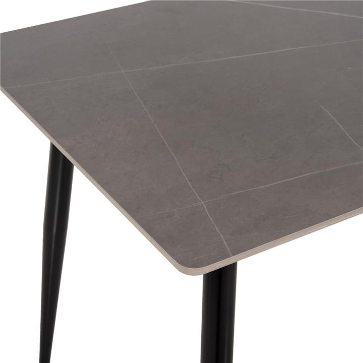 DINING TABLE HM8588.01 SINTERED STONE TABLETOP IN GREY MARBLE LOOK-BLACK METAL LEGS 160x90x76Hcm.