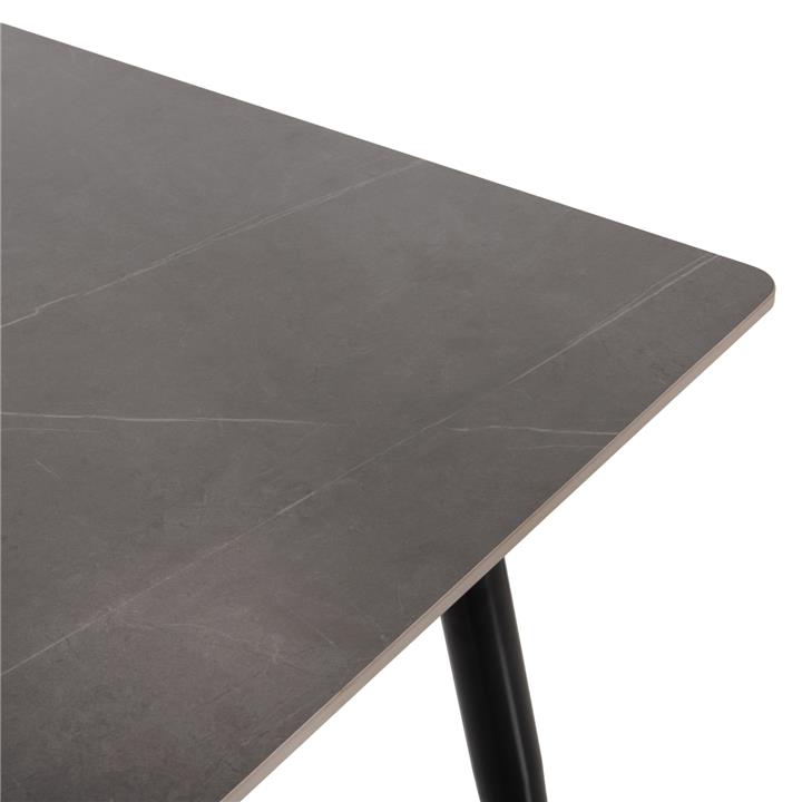 DINING TABLE HM8588.01 SINTERED STONE TABLETOP IN GREY MARBLE LOOK-BLACK METAL LEGS 160x90x76Hcm.