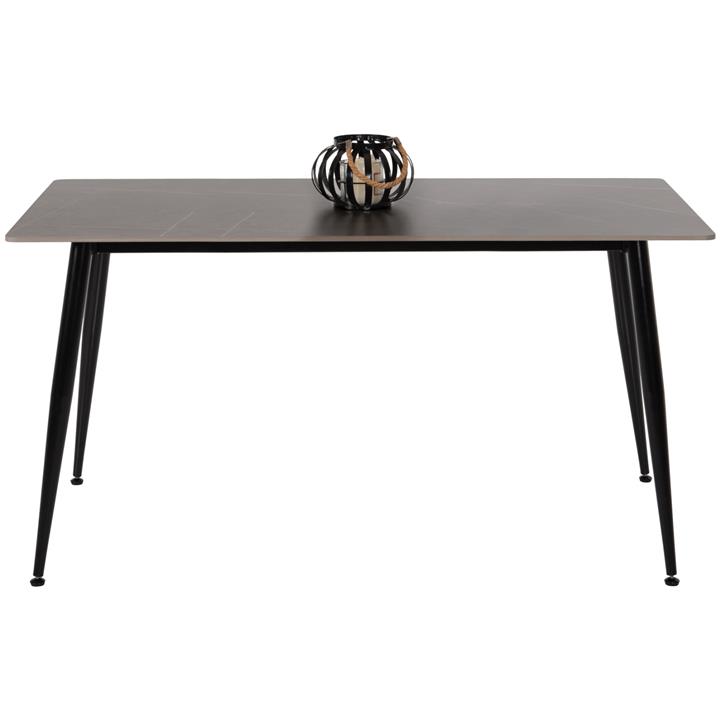 DINING TABLE HM8588.01 SINTERED STONE TABLETOP IN GREY MARBLE LOOK-BLACK METAL LEGS 160x90x76Hcm.