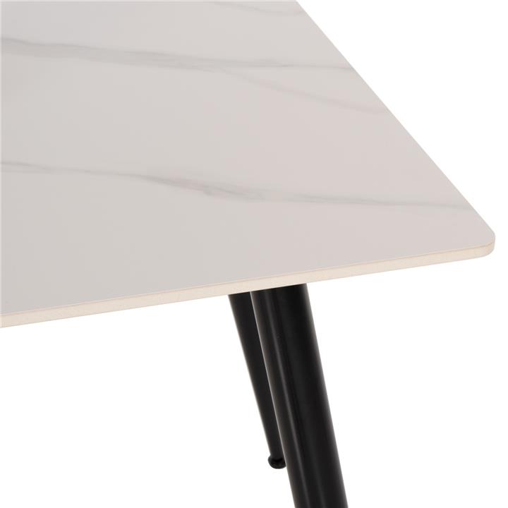DINING TABLE HM9588.02 SINTERED STONE WHITE MARBLE LOOK-BLACK METAL LEGS 160x80x76Hcm.