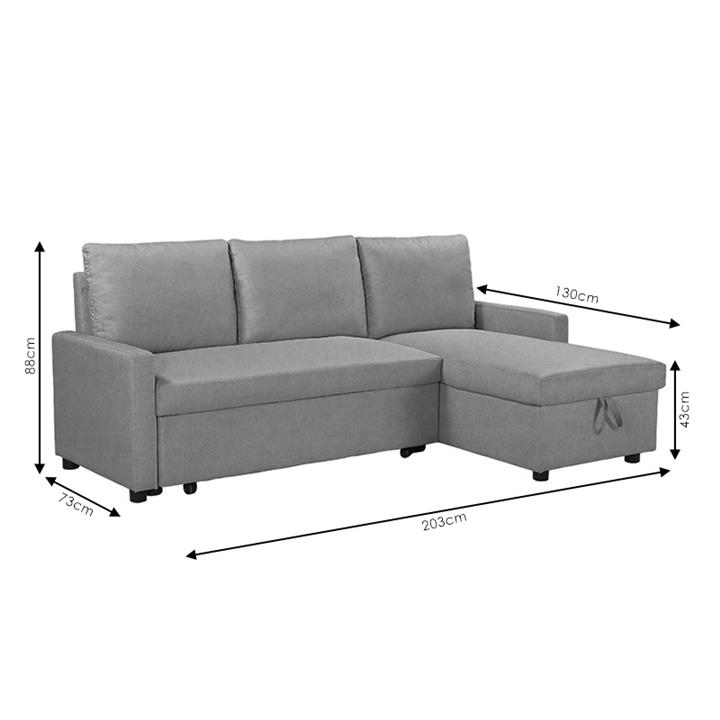 Corner sofa-bed Infuse pakoworld with storage space anthracite fabric 203x130x88 cm