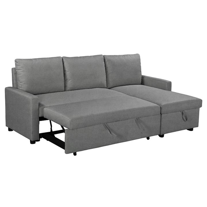 Corner sofa-bed Infuse pakoworld with storage space anthracite fabric 203x130x88 cm
