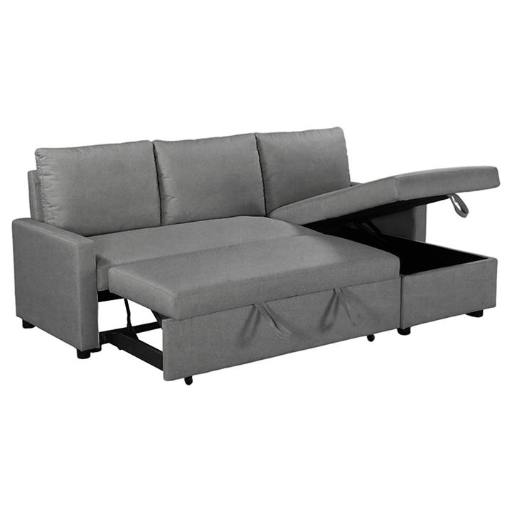 Corner sofa-bed Infuse pakoworld with storage space anthracite fabric 203x130x88 cm