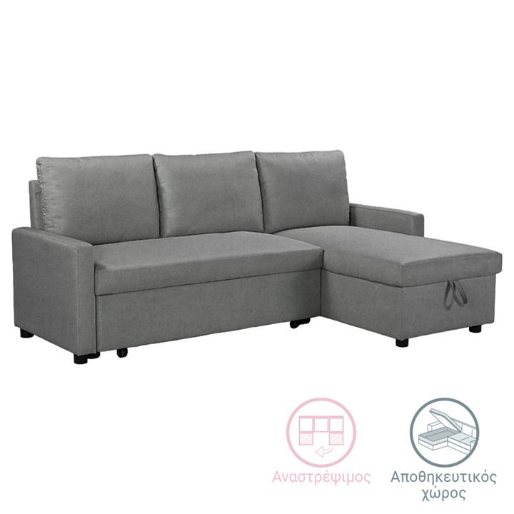 Corner sofa-bed Infuse pakoworld with storage space anthracite fabric 203x130x88 cm