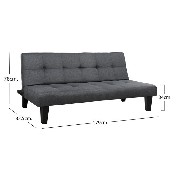 Sofa/Bed HM3000.02 Grey Fabric 180x82.5x78Υ εκ.