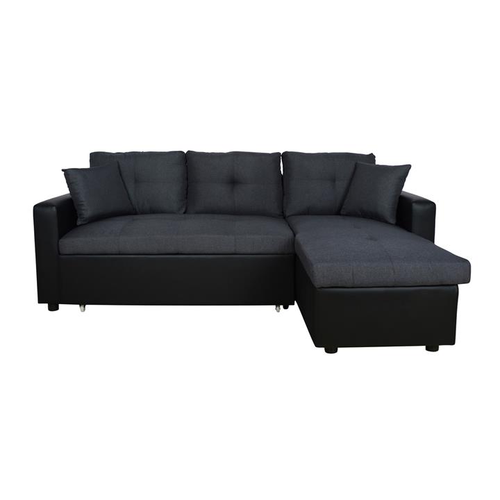 Corner Sofa Bed  Wayne 220x146x86 HM3028.01 Grey with Black PU