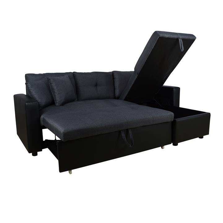Corner Sofa Bed  Wayne 220x146x86 HM3028.01 Grey with Black PU