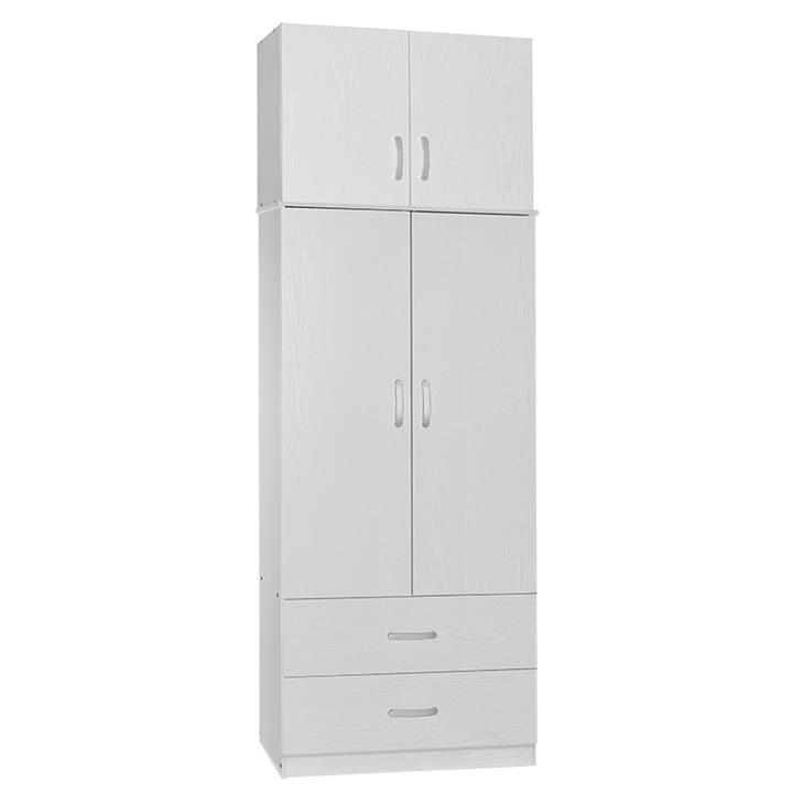 2 door wardrope and cabinet Zelia pakoworld white 79x42x180cm