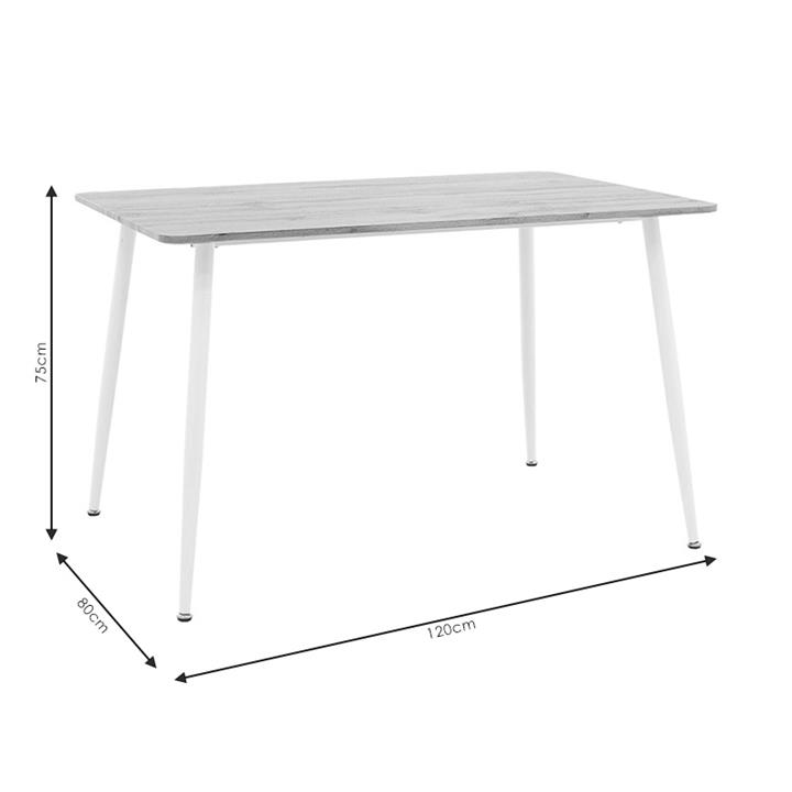 Dining table Cuba pakoworld MDF color sonoma-white 120x80x75εκ