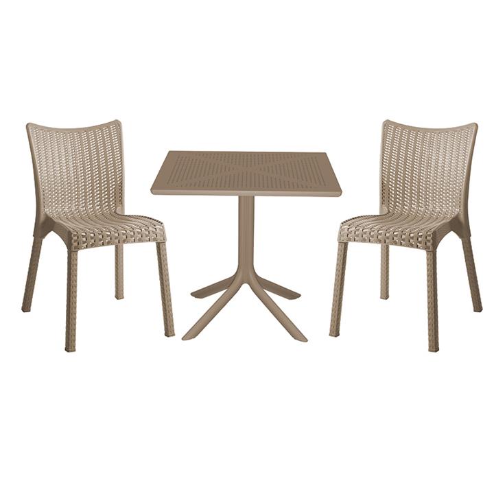 Garden dining set Groovy-Confident pakoworld set 3pieces PP cappuccino 80x80x74,5cm