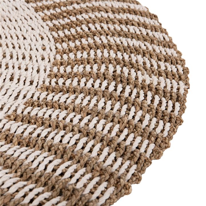 ROUND CARPET KIRKI HM7842 NATURAL SEAGRASS FIBERS IN WHITE-NATURAL COLOR Φ150cm.