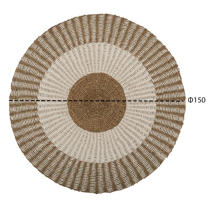 ROUND CARPET KIRKI HM7842 NATURAL SEAGRASS FIBERS IN WHITE-NATURAL COLOR Φ150cm.