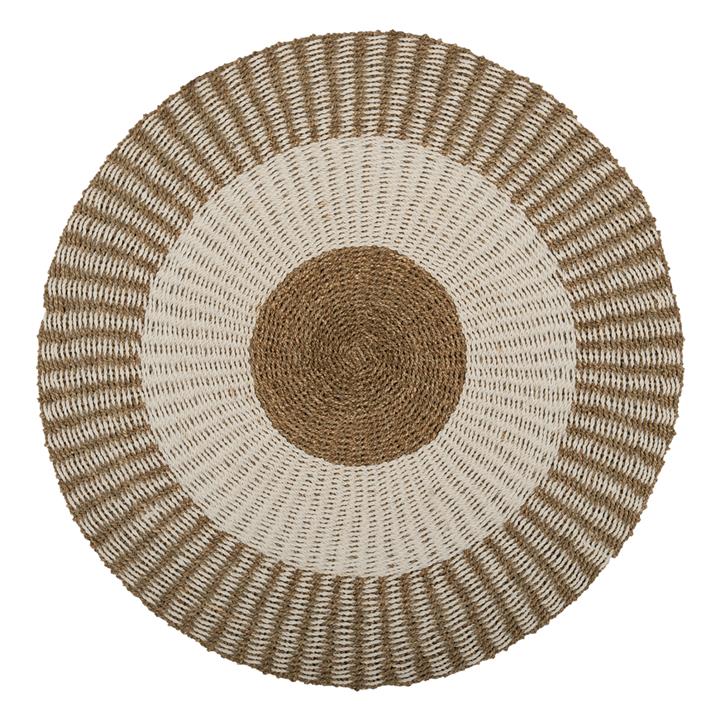 ROUND CARPET KIRKI HM7842 NATURAL SEAGRASS FIBERS IN WHITE-NATURAL COLOR Φ150cm.
