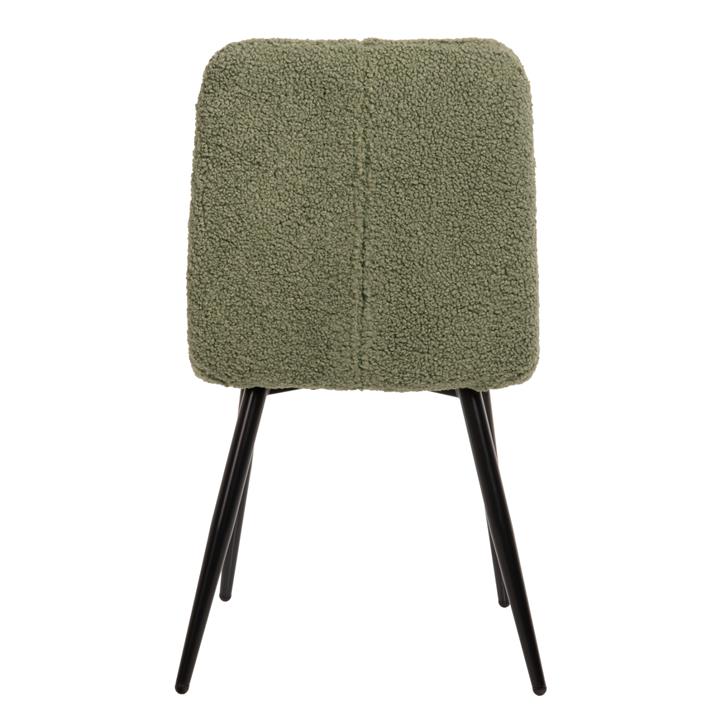 CHAIR SHELLY HM8590.03 TEDDY FABRIC IN PISTACHIO GREEN-BLACK METAL LEGS 48x64x87Hcm.