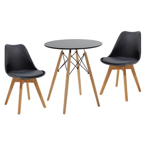 Julita-Gaston pakoworld dining set 3pcs black-natural D60x73cm