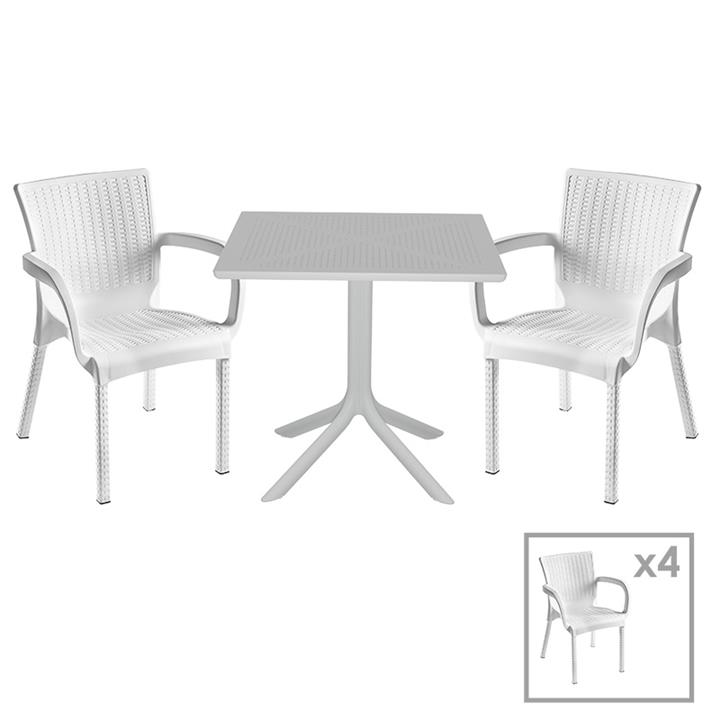 Garden dining set Groovy-Festive pakoworld set 5pieces PP white 80x80x74,5cm