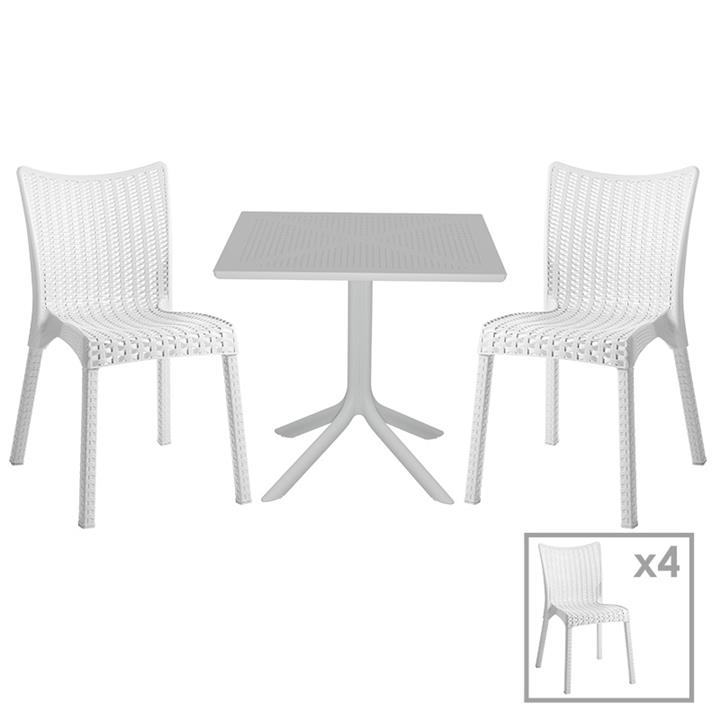 Garden dining set Groovy-Confident pakoworld set 5pieces PP white 80x80x74,5cm