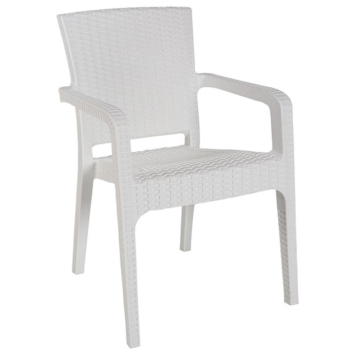 Τραπεζαρία κήπου Groovy-Halcyon pakoworld σετ 5τεμ PP λευκό 80x80x74,5εκ.