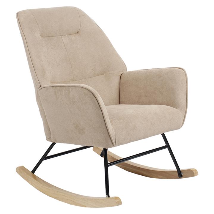 Rocking Armchair Exultant pakoworld fabric cream beige-natural 75x68x95cm