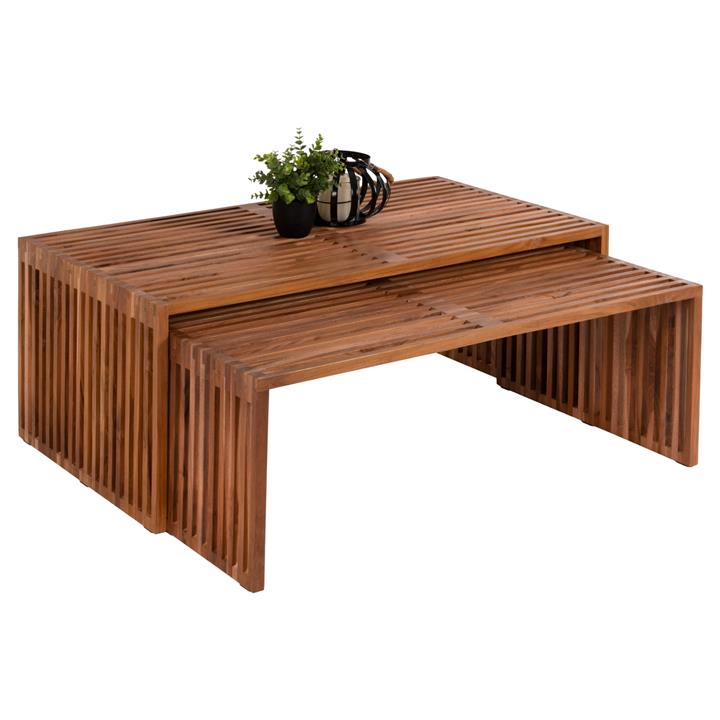 COFFEE TABLE SET OF 2 HM9548 TEAK WOOD IN NATURAL COLOR 116x60x46,5Hcm.