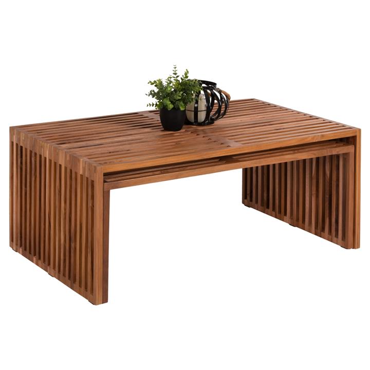COFFEE TABLE SET OF 2 HM9548 TEAK WOOD IN NATURAL COLOR 116x60x46,5Hcm.
