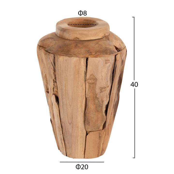 DECORATIVE VASE HM7918 RECYCLED PIECES OF TEAK WOOD IN NATURAL COLOR Φ20x40Hcm.