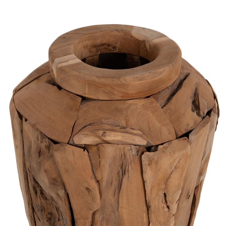 DECORATIVE FLOOR VASE HM7920 RECYCLED TEAK WOOD PIECES IN NATURAL COLOR Φ40x80Hcm.