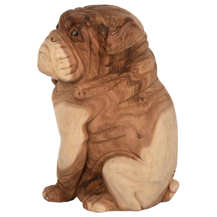 FLOOR DECORATION HM7924 DOZER BULLDOG SUAR WOOD IN NATURAL COLOR 26x27x40Hcm.