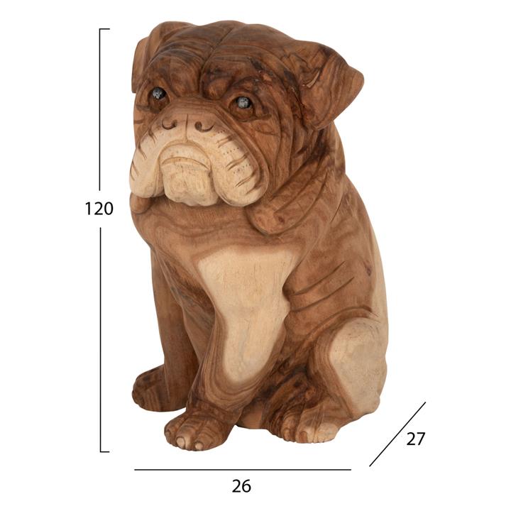 FLOOR DECORATION HM7924 DOZER BULLDOG SUAR WOOD IN NATURAL COLOR 26x27x40Hcm.