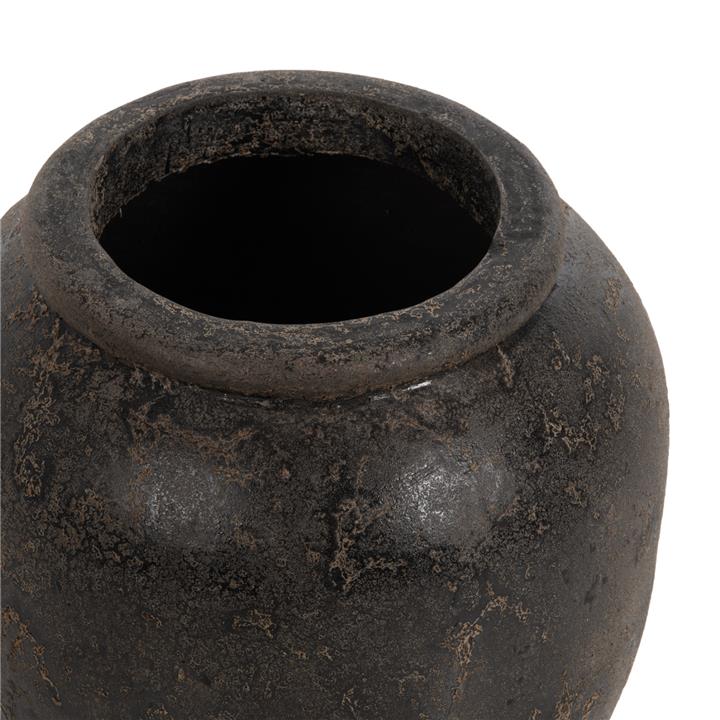 DECORATIVE VASE HM7928 TERRACOTA IN BLACK COLORING 44x49Hcm.