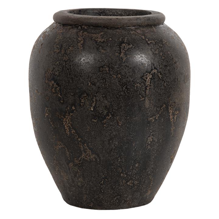 DECORATIVE VASE HM7928 TERRACOTA IN BLACK COLORING 44x49Hcm.
