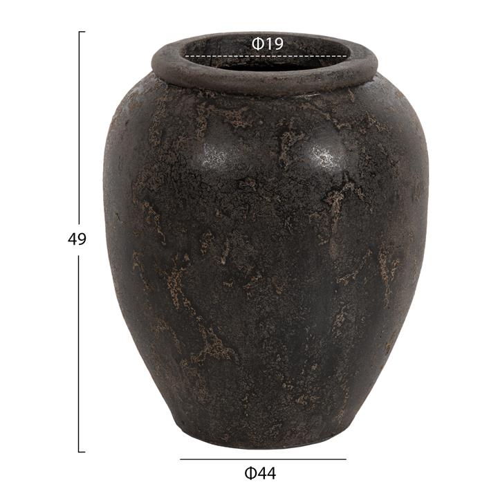 DECORATIVE VASE HM7928 TERRACOTA IN BLACK COLORING 44x49Hcm.