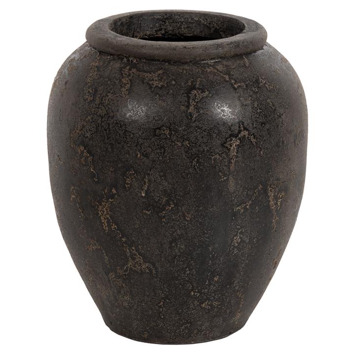 DECORATIVE VASE HM7928 TERRACOTA IN BLACK COLORING 44x49Hcm.