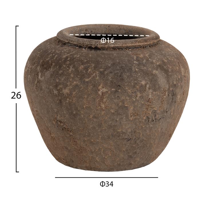 DECORATIVE VASE HM7931 TERRACOTTA IN GREY COLORING Φ34x26Hcm.