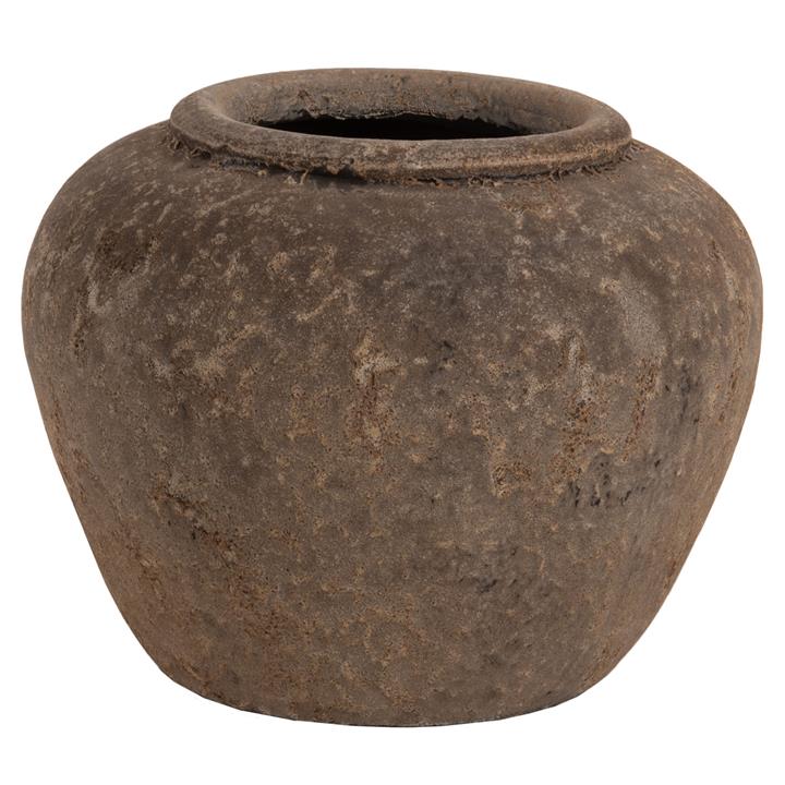 DECORATIVE VASE HM7931 TERRACOTTA IN GREY COLORING Φ34x26Hcm.