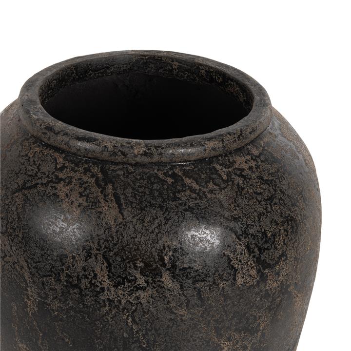 DECORATIVE FLOOR VASE HM7934 TERRACOTA IN BLACK COLORING Φ66x85Hcm.