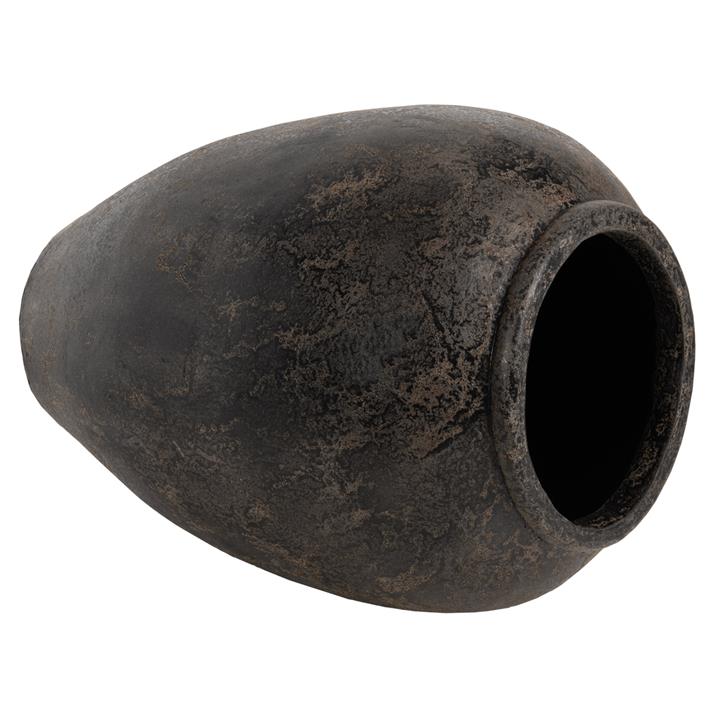 DECORATIVE FLOOR VASE HM7934 TERRACOTA IN BLACK COLORING Φ66x85Hcm.