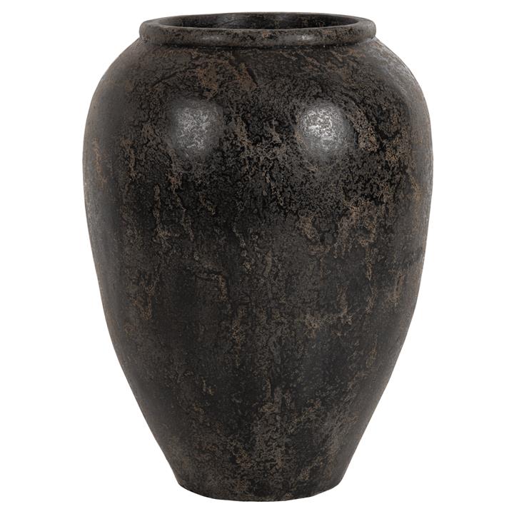 DECORATIVE FLOOR VASE HM7934 TERRACOTA IN BLACK COLORING Φ66x85Hcm.