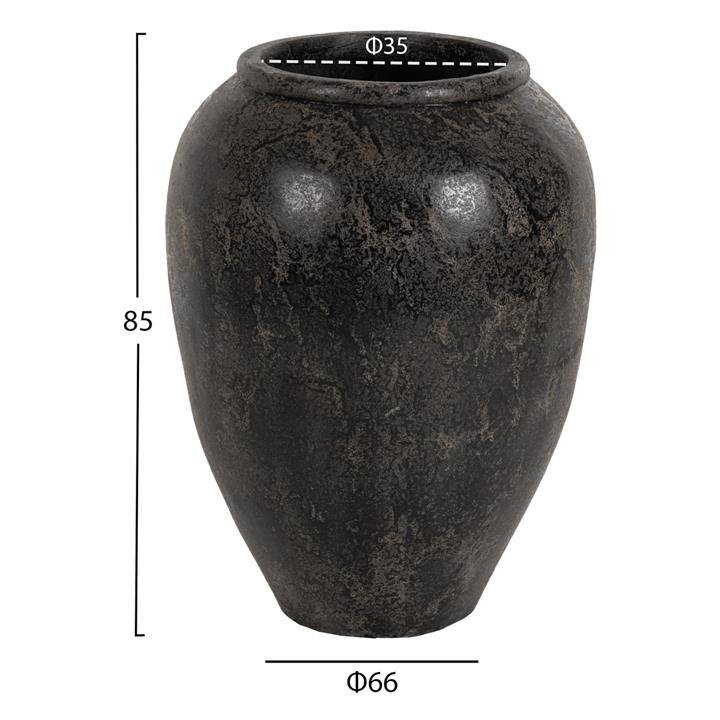 DECORATIVE FLOOR VASE HM7934 TERRACOTA IN BLACK COLORING Φ66x85Hcm.