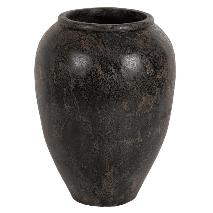 DECORATIVE FLOOR VASE HM7934 TERRACOTA IN BLACK COLORING Φ66x85Hcm.