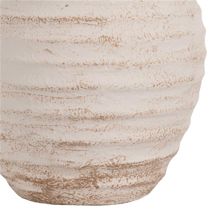 DECORATIVE VASE HM7940 TERRACOTTA IN ANTIQUE WHITE-BEIGE COLORING Φ20x25Hcm.