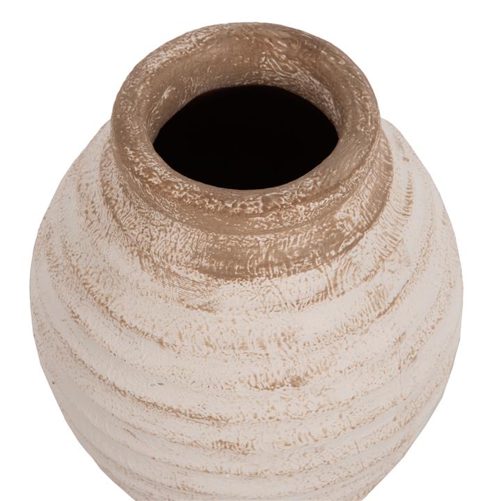 DECORATIVE VASE HM7940 TERRACOTTA IN ANTIQUE WHITE-BEIGE COLORING Φ20x25Hcm.